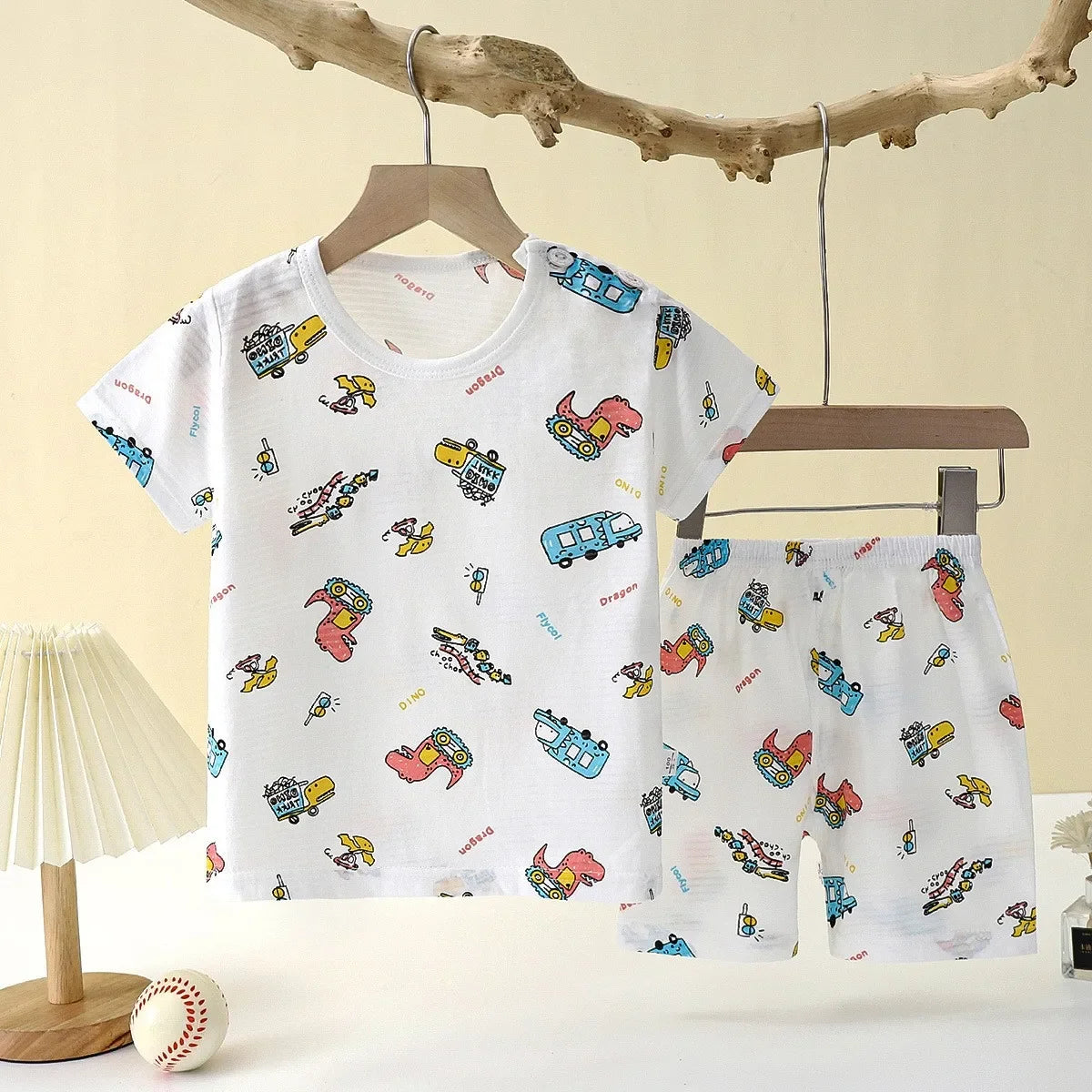 Summer Kid's Clothing Set – Short Sleeve T-Shirt and Shorts Home Sleepwear for Boys and Girls (9M-8Years).