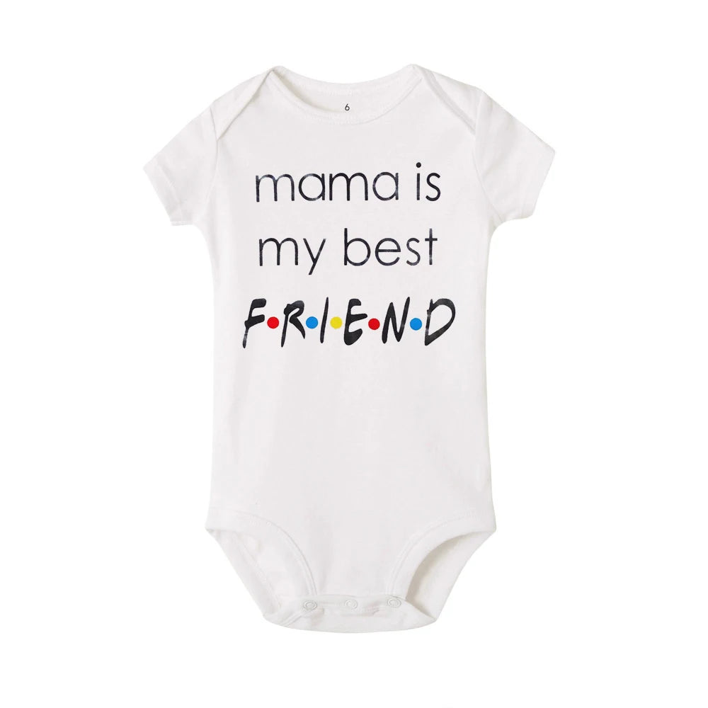 Newborn Baby Jumpsuit Girl Boy Clothes 'Mama Is My Best Friend Print'
