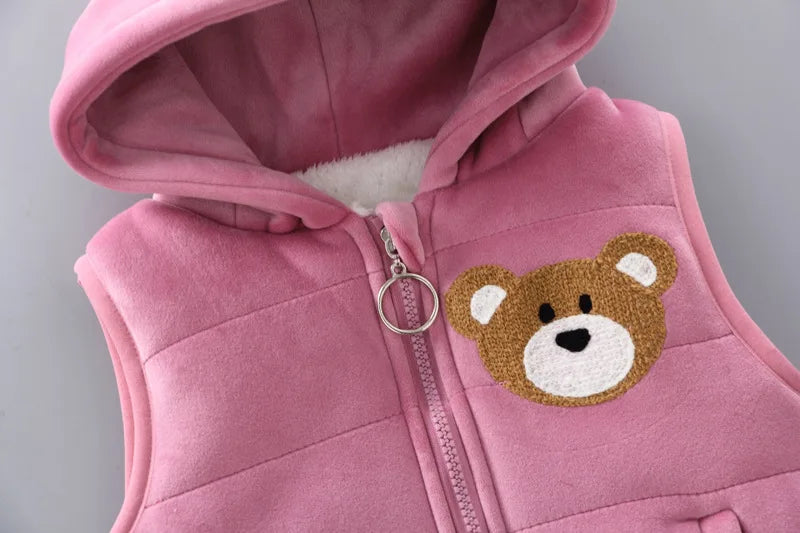 3PCS Baby Winter Clothing Set | Sweater Coat, Hooded Vest & Pants Outfit for Boys & Girls