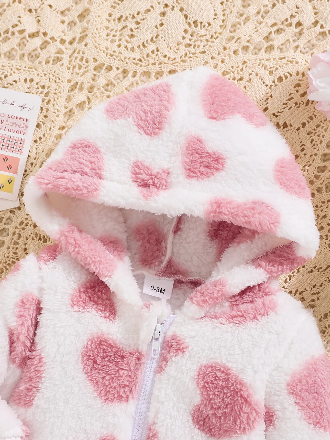 Adorable and cozy hooded zipper sweatshirt coat for baby girls, perfect for autumn and winter. (0-1 Years)