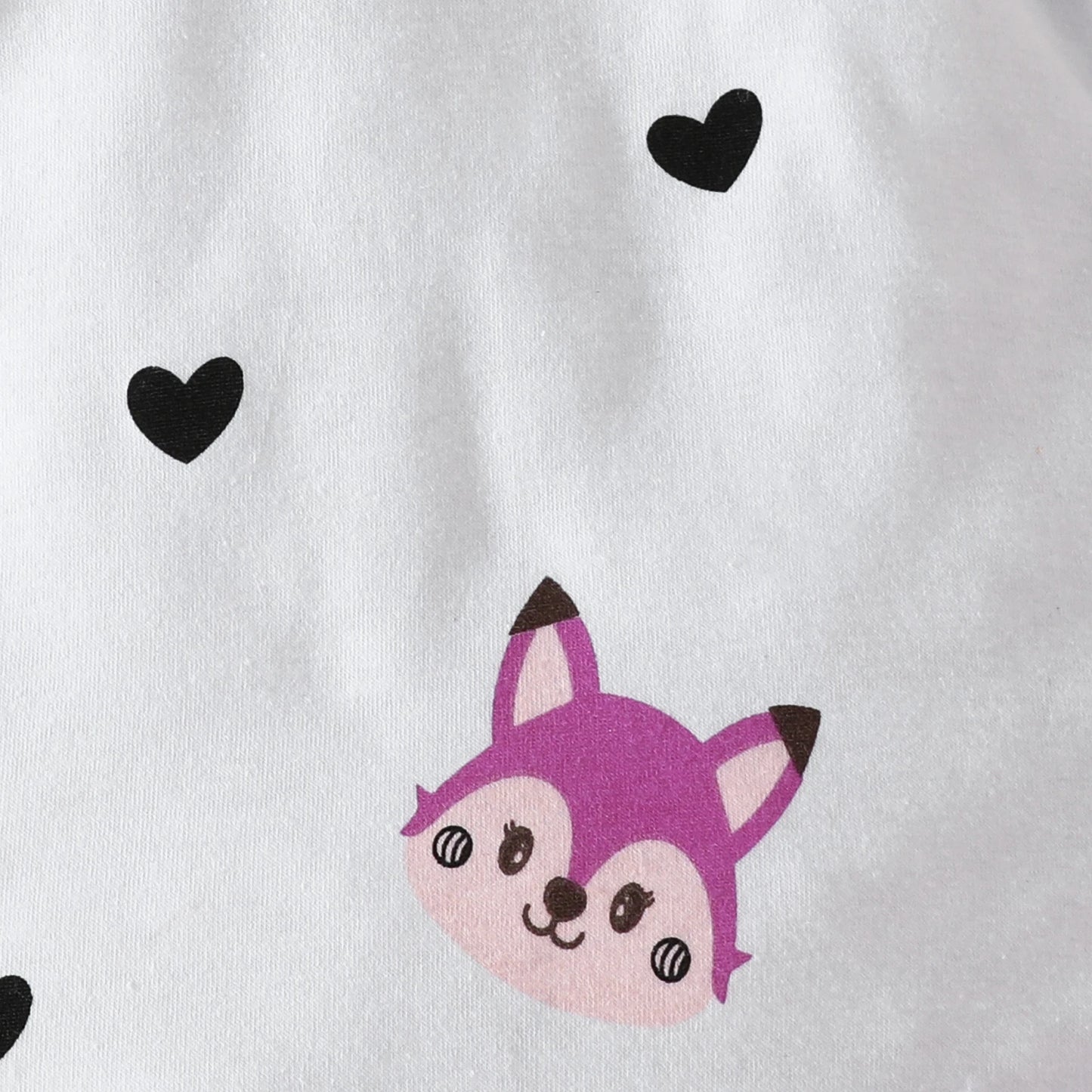 3PCS Baby Girl Fox Print Long Sleeve Onesie with Triangle Bib, Fox Plush Embroidery Overall Dress Set