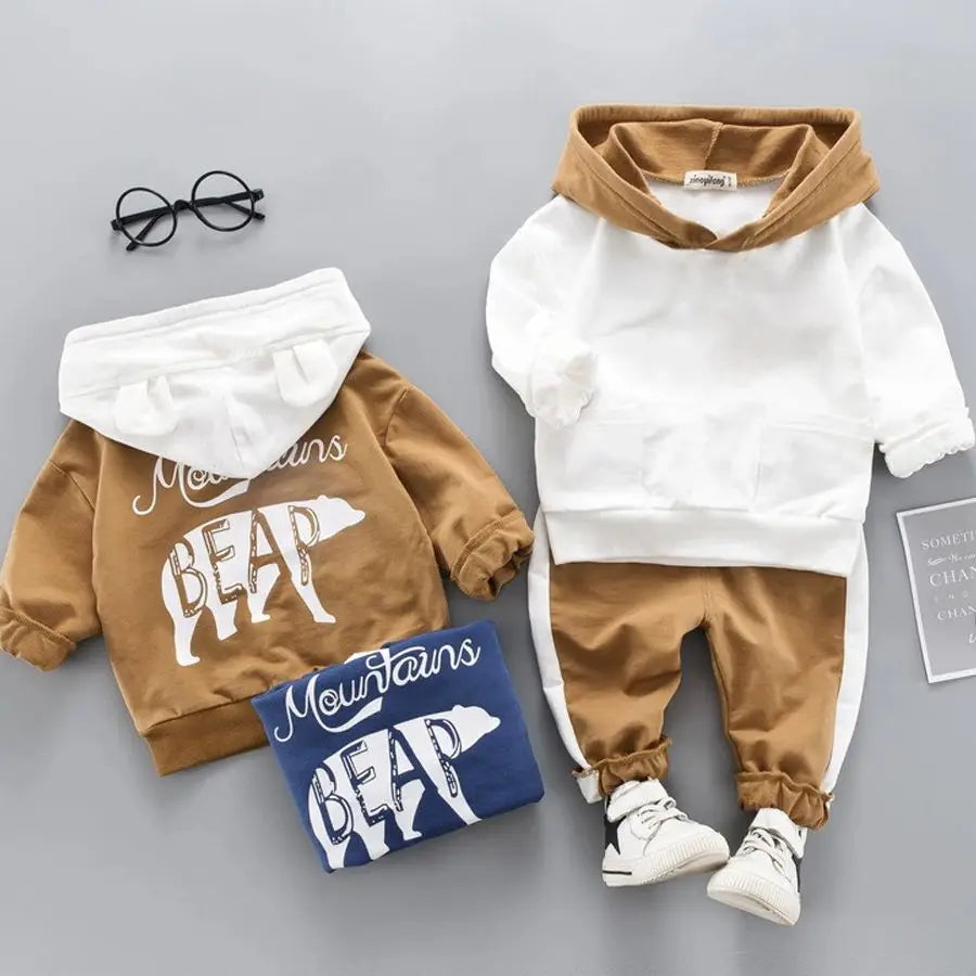 Baby Boy Outfit | Long Sleeve Hoodie Sweatshirt + Pants (9Months-4 Years)