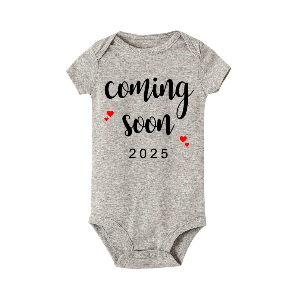 Coming Soon: 2025 Newborn Baby Rompers! Perfect for Summer, our adorable bodysuits for boys and girls are ideal for pregnancy reveals or toddler jumpsuits