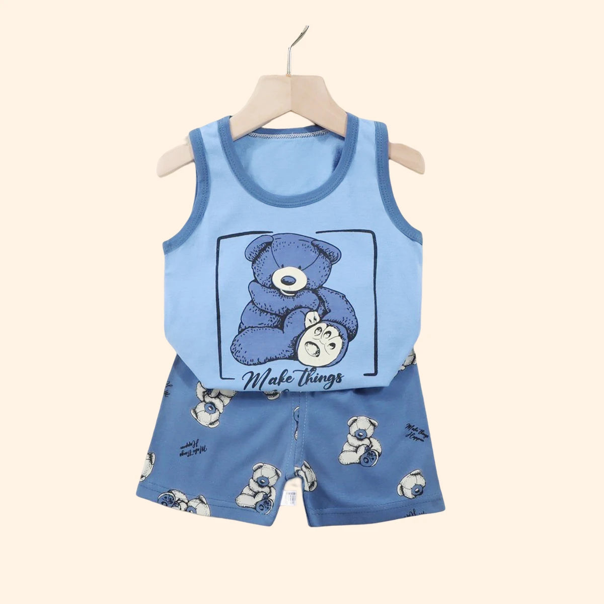 2-Piece Summer Kids' Outfit – Cotton Sleeveless Tank Top and Shorts Set for Boys (9M-8Years)