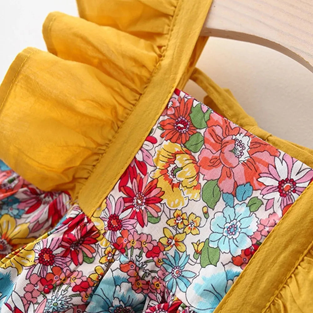 Summer Baby Girl Strap Dress with Hat: Floral Sleeveless Princess Dress for Newborns and Toddlers (0-3 Years).
