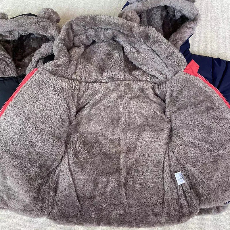 Baby Boys' and Girls' Hooded Cotton Jackets: Thick Fleece and Cashmere-Padded Winter Coats(2-5 Years).