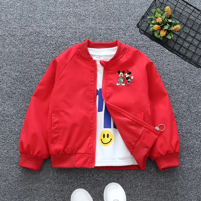 New Spring Kids' Windbreaker: Adorable Mickey, Minnie Mouse & Donald Duck Print Jacket for Boys and Girls (Ages 1-6).