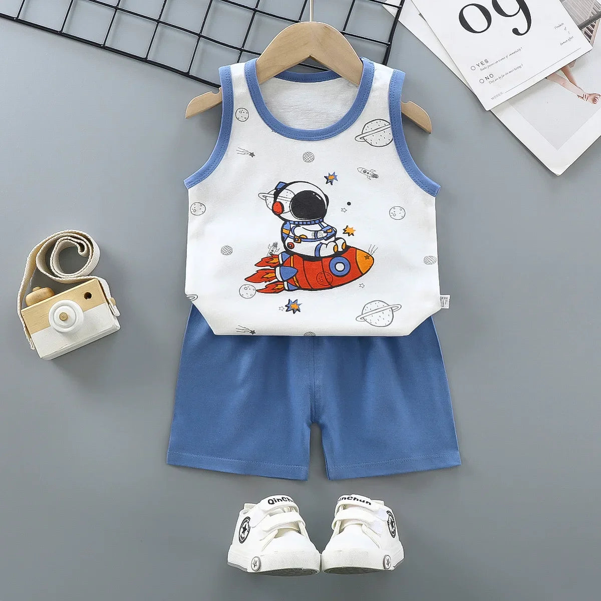 Kids' Summer Cotton Clothing Set - Boys' & Girls' Sleeveless Vest, T-Shirt, and Shorts Outfit (9M-7Years).