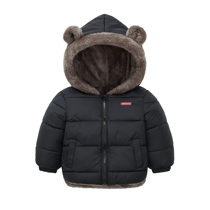 Baby Boys' and Girls' Hooded Cotton Jackets: Thick Fleece and Cashmere-Padded Winter Coats(2-5 Years).