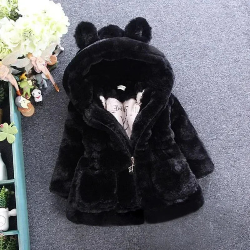 Warm Winter Coats for Baby Girls: Thick Faux Fur Hooded Jacket for (12M-7Years)