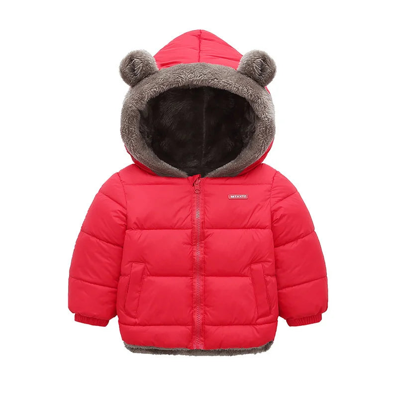 Baby Boys' and Girls' Hooded Cotton Jackets: Thick Fleece and Cashmere-Padded Winter Coats(2-5 Years).
