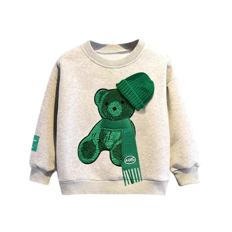 utumn Baby Tracksuit – Cartoon Bear Sweatshirt & Pants 2-Piece Cotton Outfit for Boys & Girls (2Years-14Years)