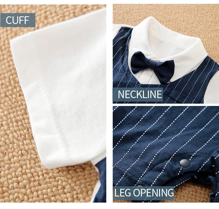 Newborn Baby Gentleman Party Outfit | Soft Cotton Short Sleeve Bodysuit for Boys (0-18 Months)