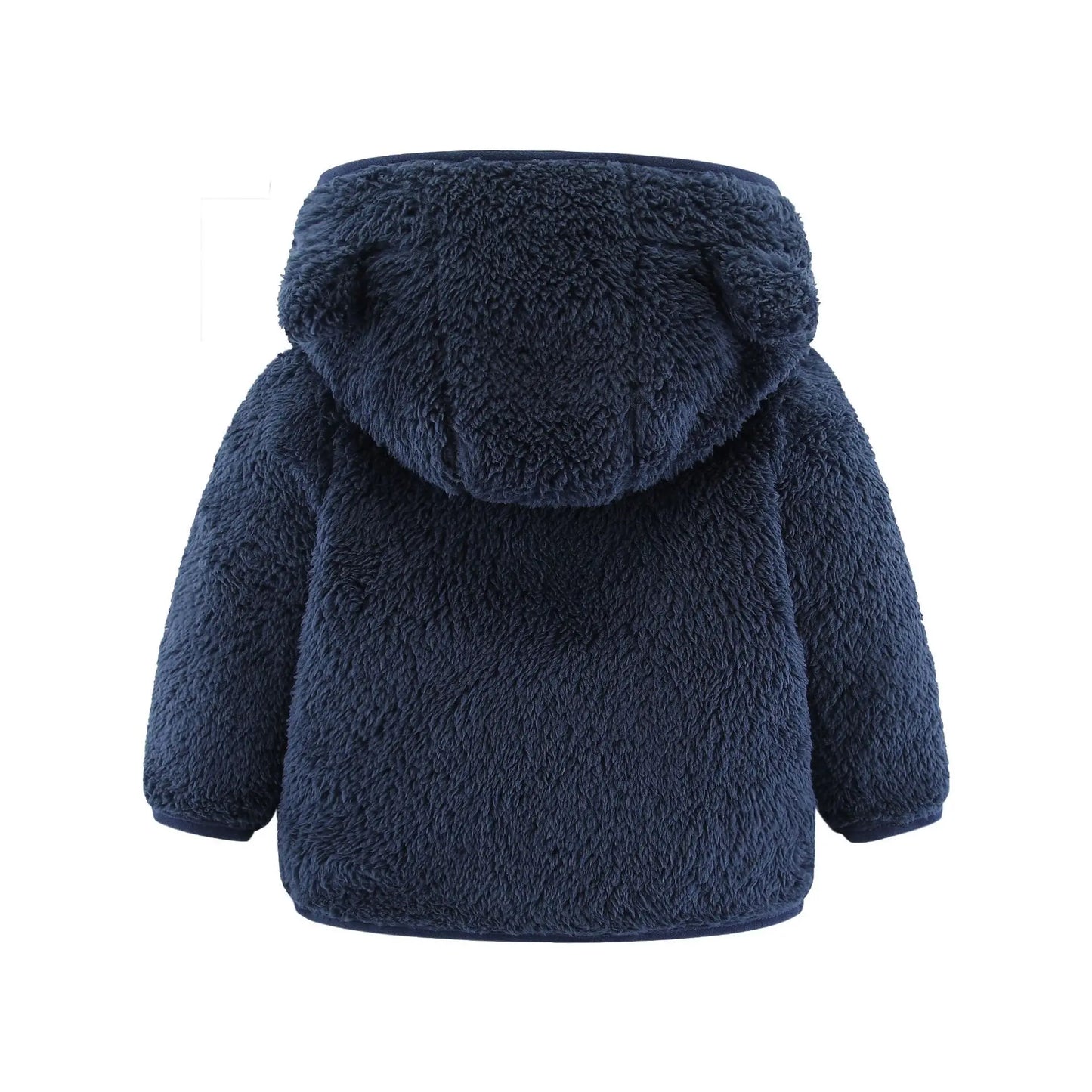 Adorable Spring and Autumn Fleece Coat for Children aged 0-3 years. Featuring cute bear ears and long sleeves.