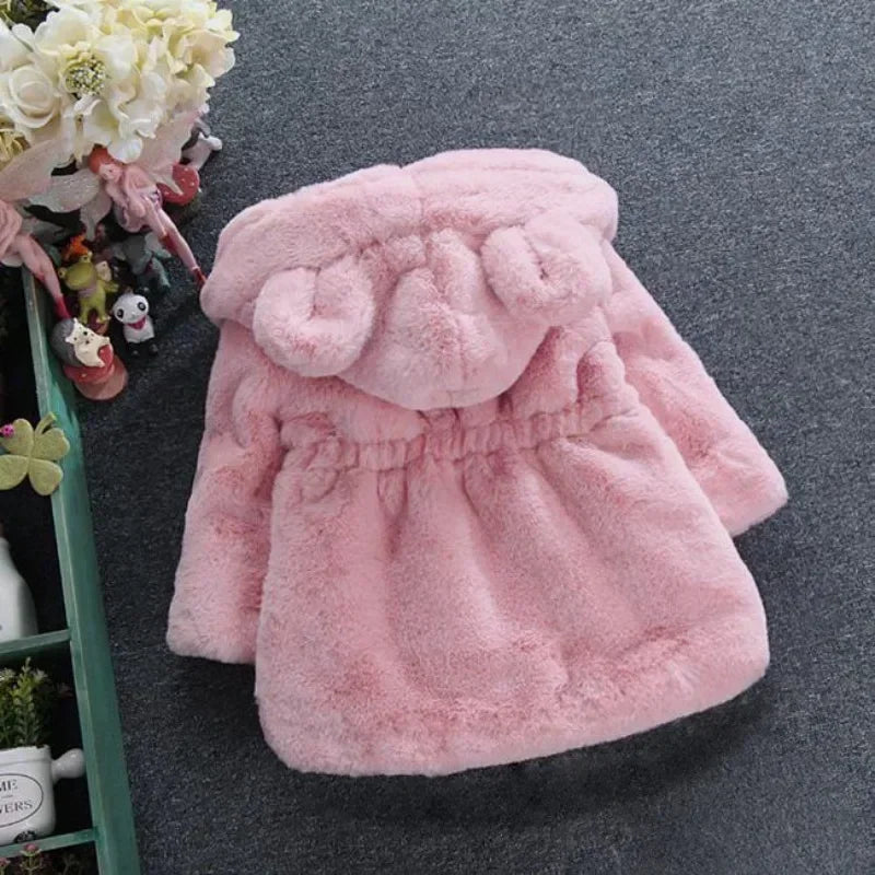Warm Winter Coats for Baby Girls: Thick Faux Fur Hooded Jacket for (12M-7Years)