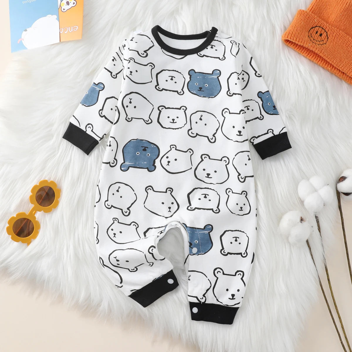 100% Cotton Baby Jumpsuit – Adorable Animal Print Newborn Crawling Suit (0-18 Months)