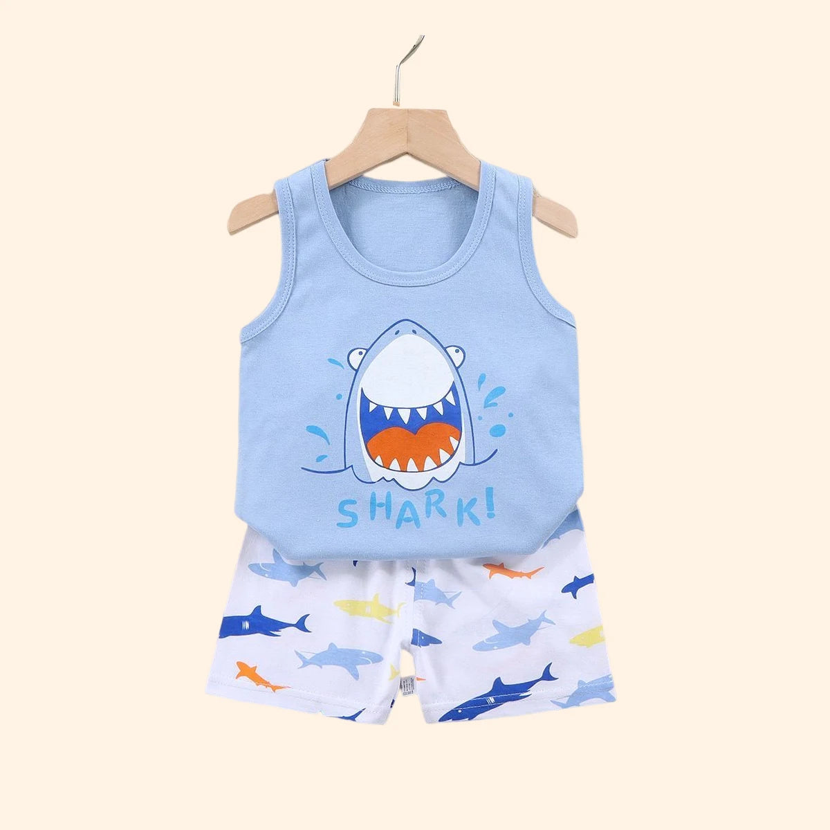 2-Piece Summer Kids' Outfit – Cotton Sleeveless Tank Top and Shorts Set for Boys (9M-8Years)