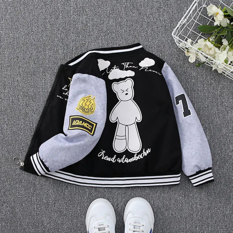 Spring and Autumn Kids' Jacket: Occidental-Style Striped Baseball Uniform for Boys and Girls (4-10 Years)