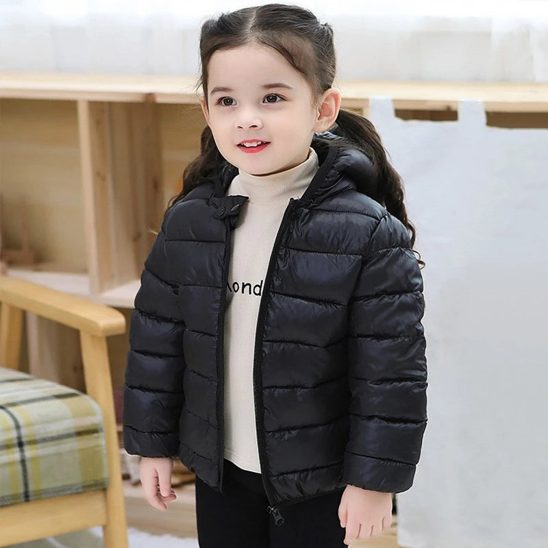 Lightweight Hooded Down Jacket for Boys and Girls – Warm Zippered Outerwear for Autumn and Winter (Ages 1-5)