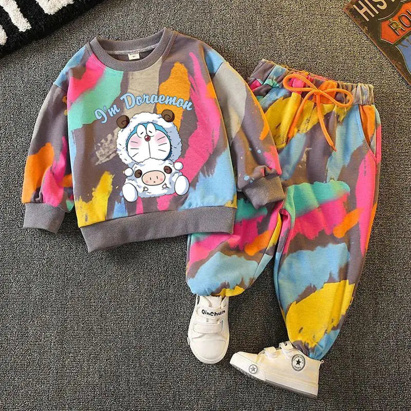 Kids' Cartoon Sweatshirt and Pants – 2-Piece Long Sleeve Casual Outfit for Boys and Girls (6M-6Years)