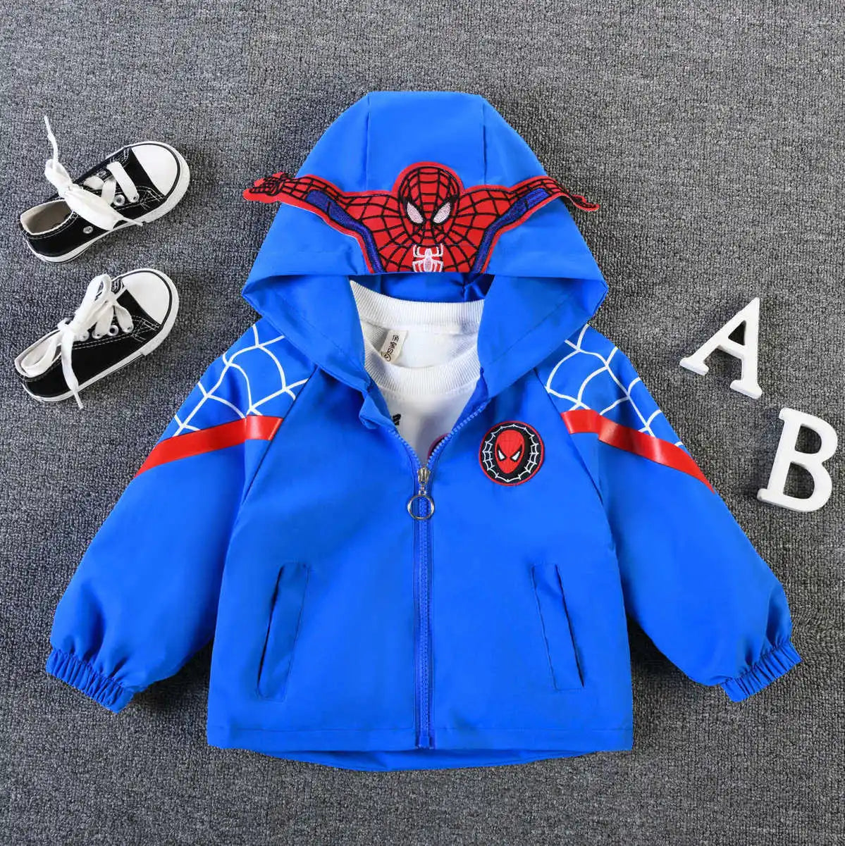 Toddler Hooded Jacket: Stylish Inspired Spiderman Design for Boys and Girls!