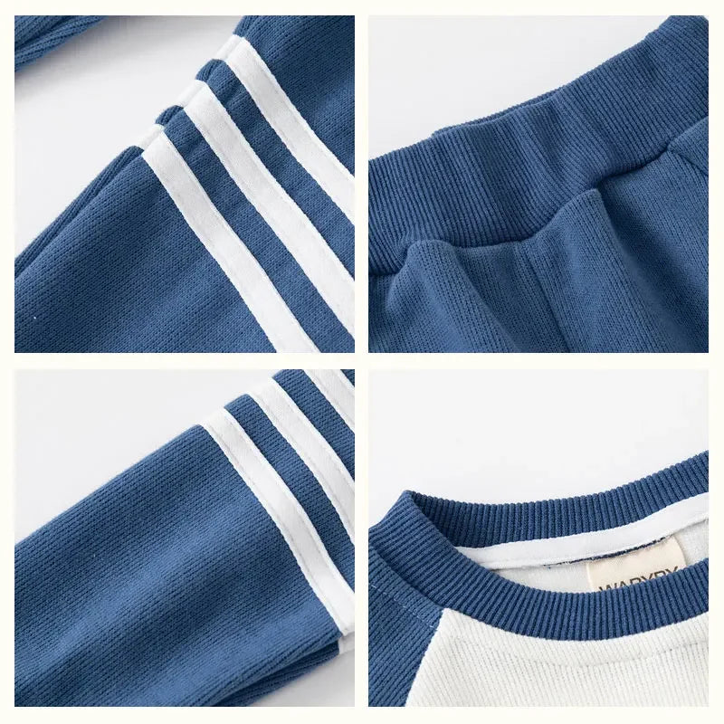 Boys' Two-Piece Tracksuit – Color Patchwork Kids Casual Outfit Set with Tops & Pants (2Years-8Years).