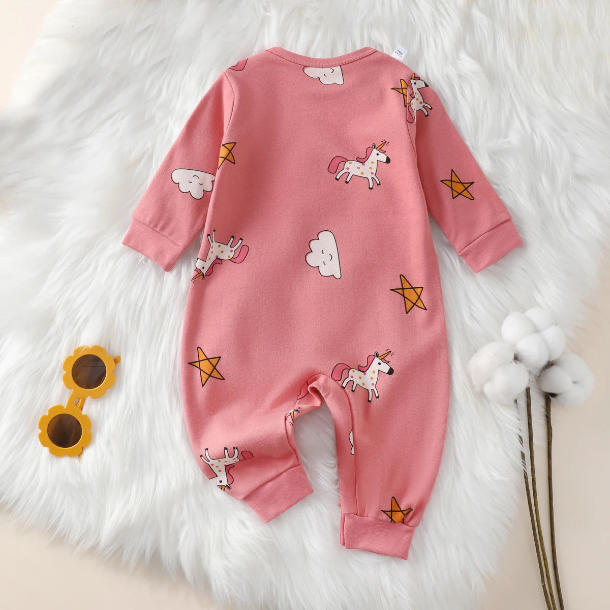 100% Cotton Baby Jumpsuit – Adorable Animal Print Newborn Crawling Suit (0-18 Months)