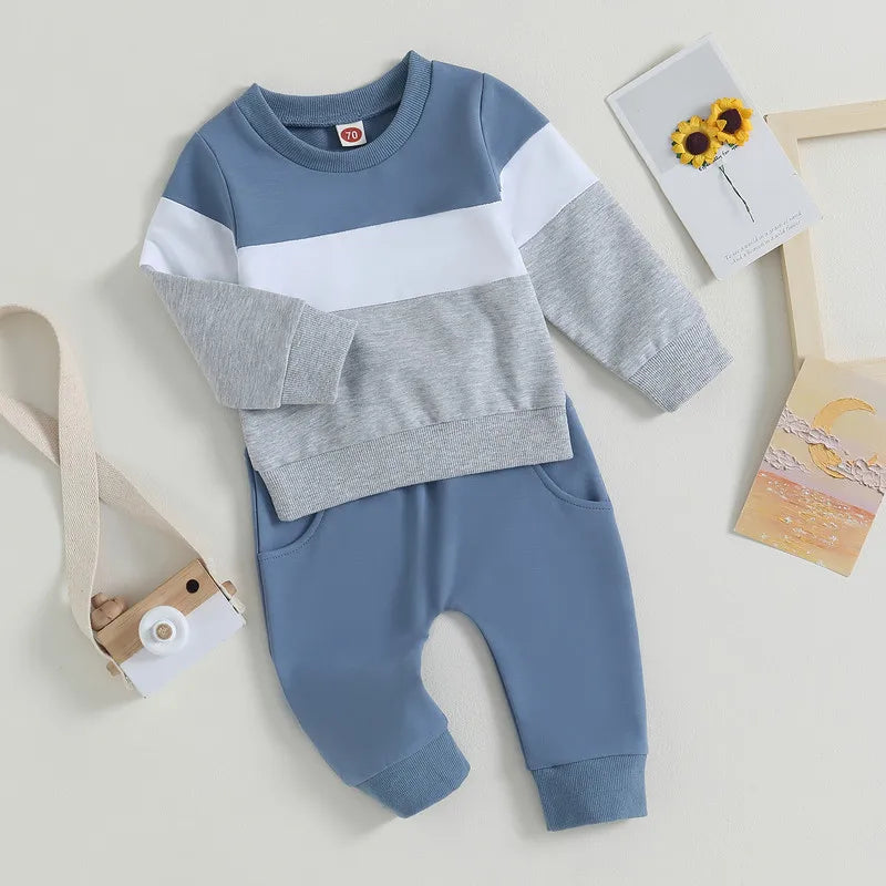 Baby Boy 2-Piece Outfit Set| Long Sleeve Sweatshirt & Elastic Pants Clothes (0-3Years)