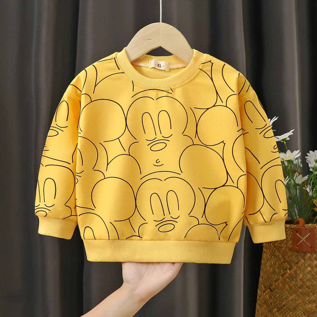 Disney Mickey Long Sleeve Sweatshirt – Fashionable Crewneck Pullover for Boys & Girls (0-3Years)