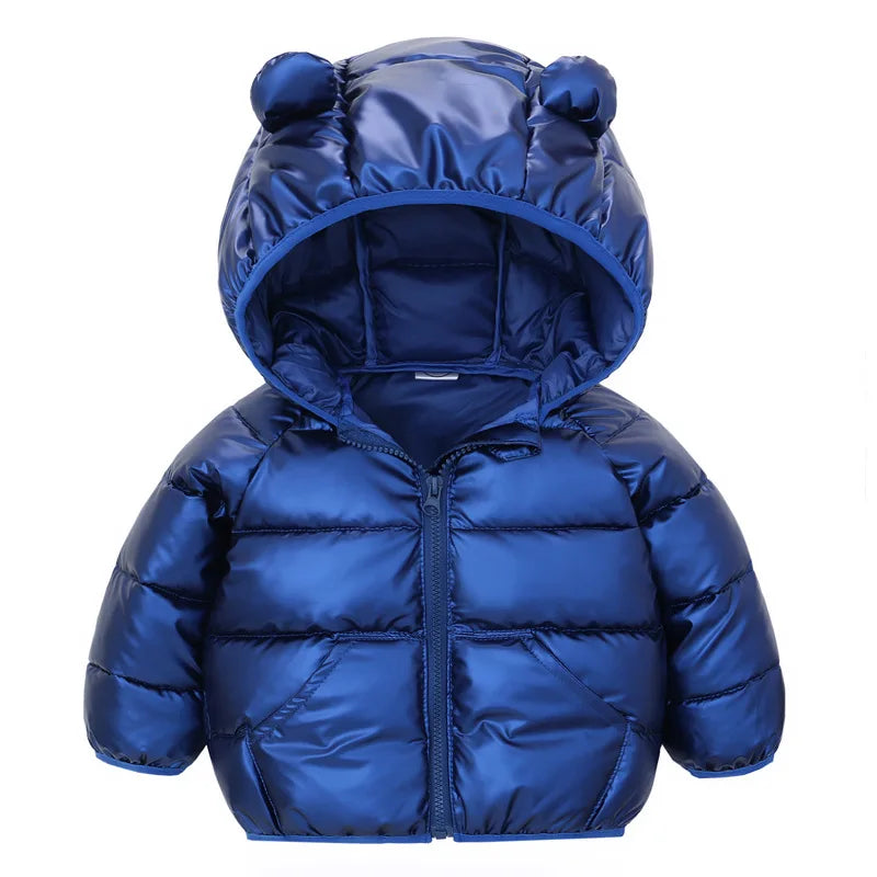 Autumn and Winter Hooded Jacket for Baby Boys and Girls: Adorable Ear Design, Windproof, and Padded for Extra Warmth