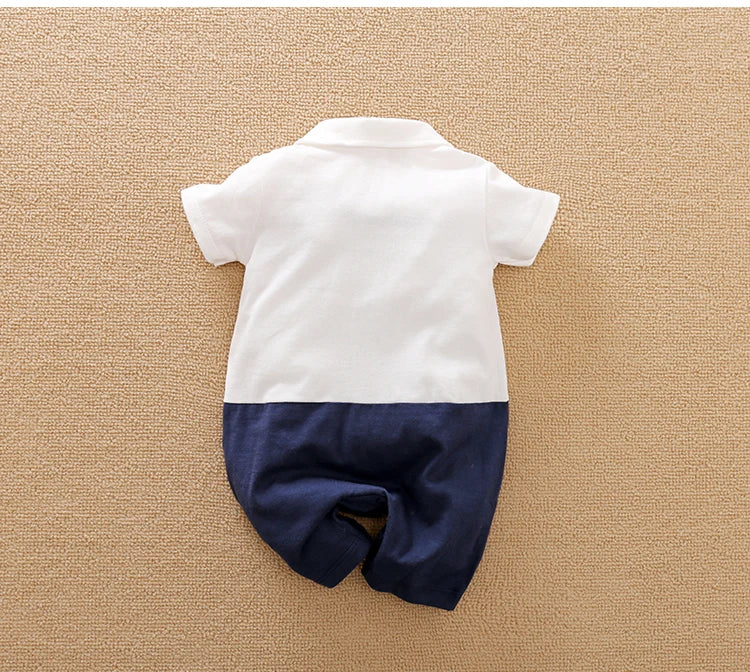Newborn Baby Gentleman Party Outfit | Soft Cotton Short Sleeve Bodysuit for Boys (0-18 Months)