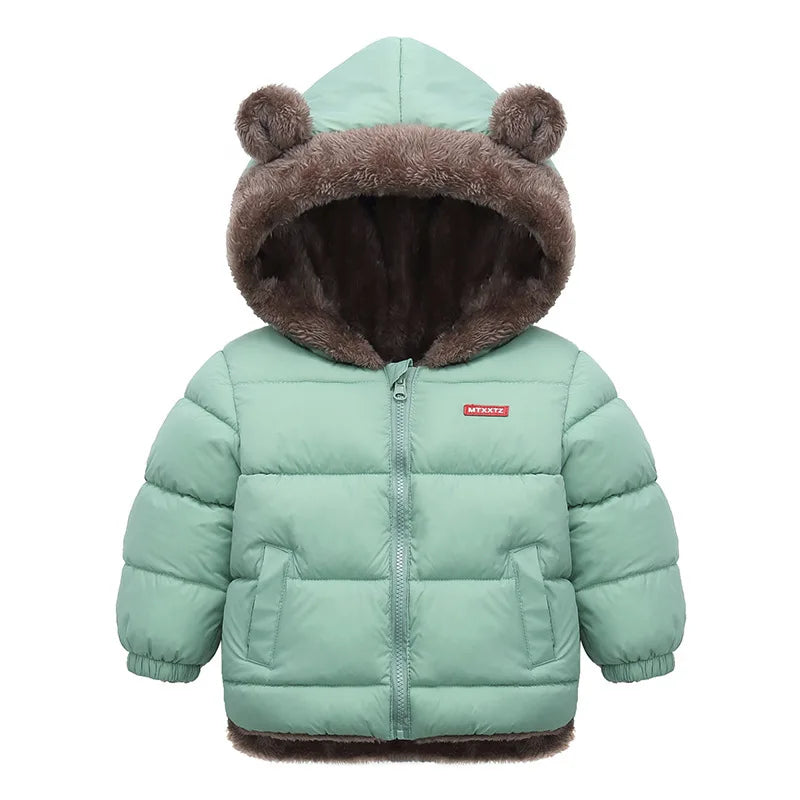 Baby Boys' and Girls' Hooded Cotton Jackets: Thick Fleece and Cashmere-Padded Winter Coats(2-5 Years).