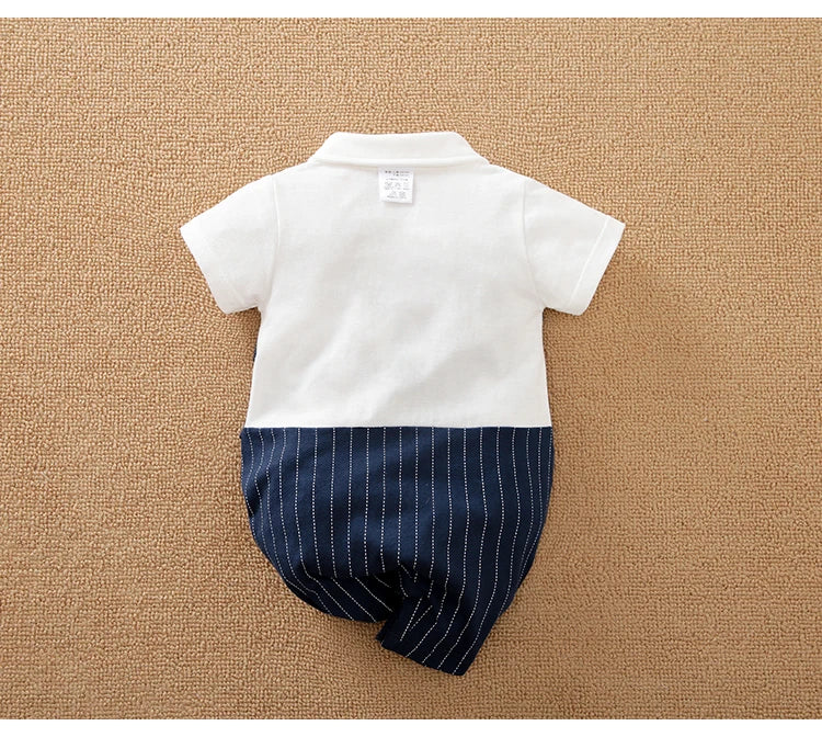 Newborn Baby Gentleman Party Outfit | Soft Cotton Short Sleeve Bodysuit for Boys (0-18 Months)