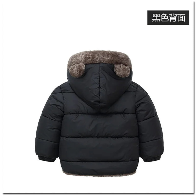 Baby Boys' and Girls' Hooded Cotton Jackets: Thick Fleece and Cashmere-Padded Winter Coats(2-5 Years).