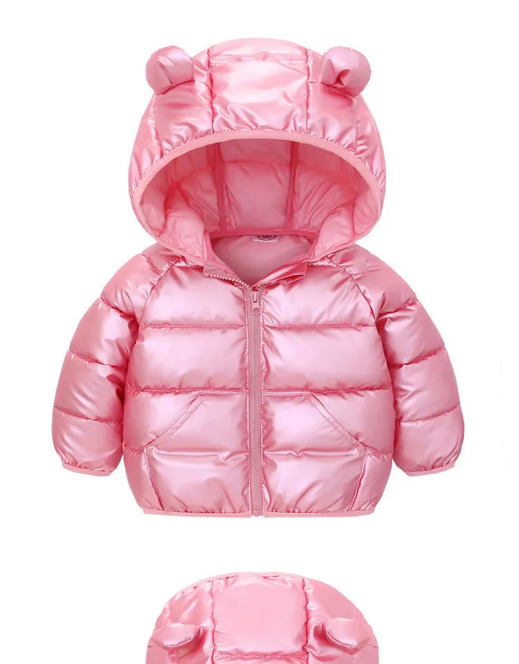 Autumn and Winter Hooded Jacket for Baby Boys and Girls: Adorable Ear Design, Windproof, and Padded for Extra Warmth