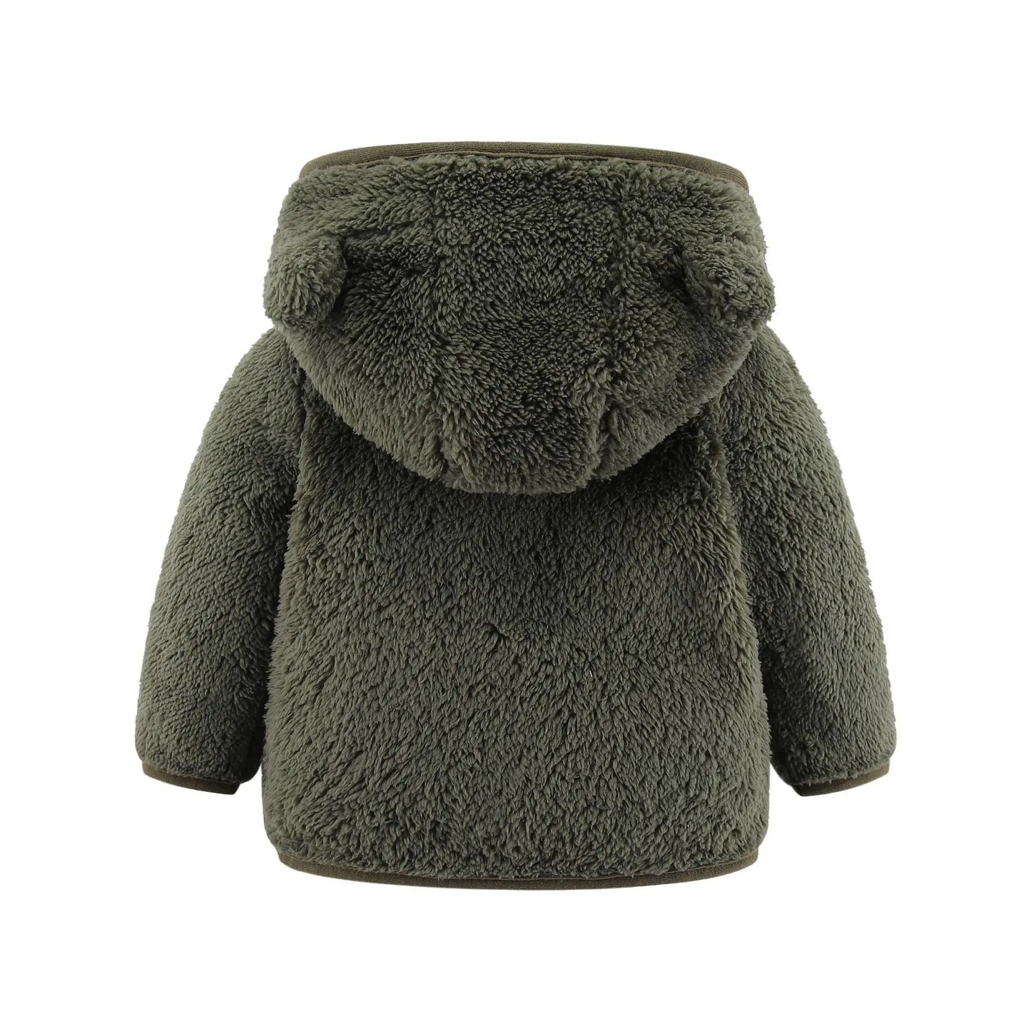 Adorable Spring and Autumn Fleece Coat for Children aged 0-3 years. Featuring cute bear ears and long sleeves.