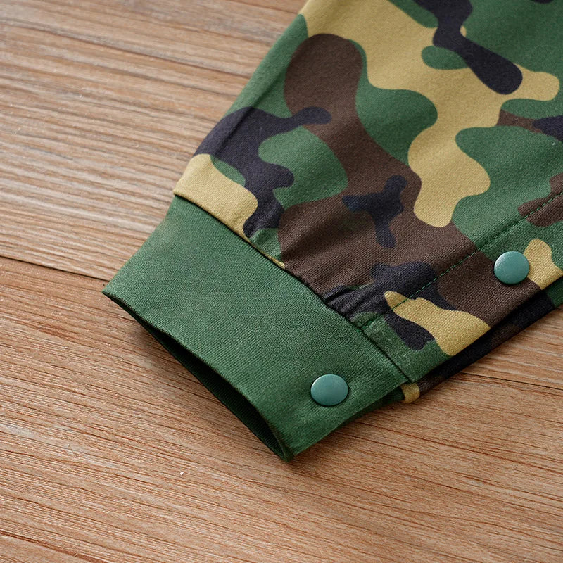 Newborn Baby boy Boston Camouflage Long Sleeve Jumpsuit