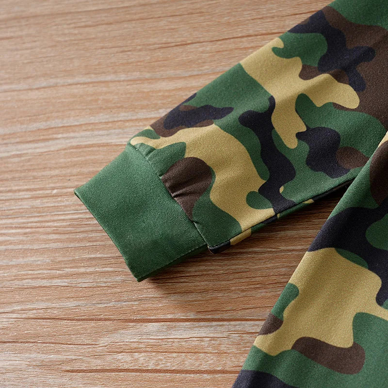 Newborn Baby boy Boston Camouflage Long Sleeve Jumpsuit