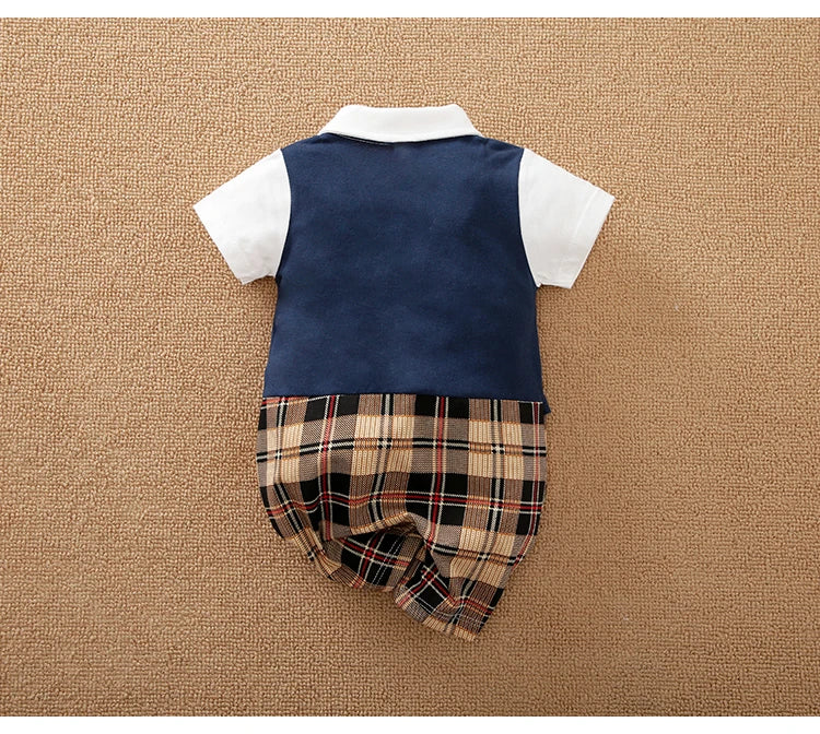 Newborn Baby Gentleman Party Outfit | Soft Cotton Short Sleeve Bodysuit for Boys (0-18 Months)