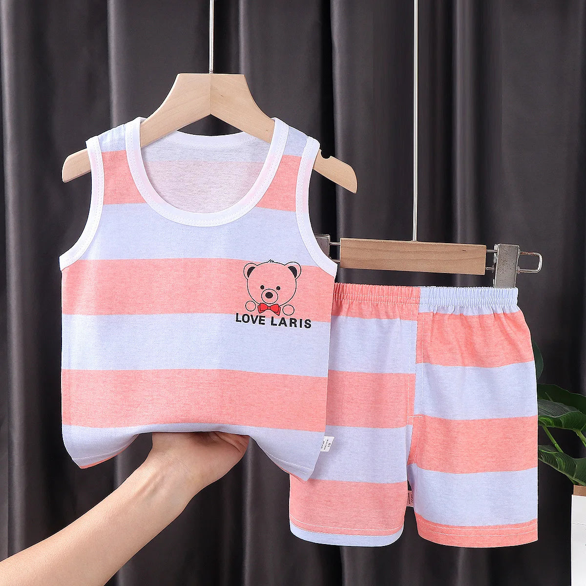 2-Piece Summer Kids' Outfit – Cotton Sleeveless Tank Top and Shorts Set for Boys (9M-8Years)