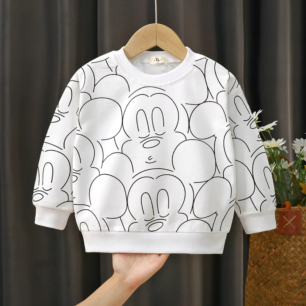 Disney Mickey Long Sleeve Sweatshirt – Fashionable Crewneck Pullover for Boys & Girls (0-3Years)