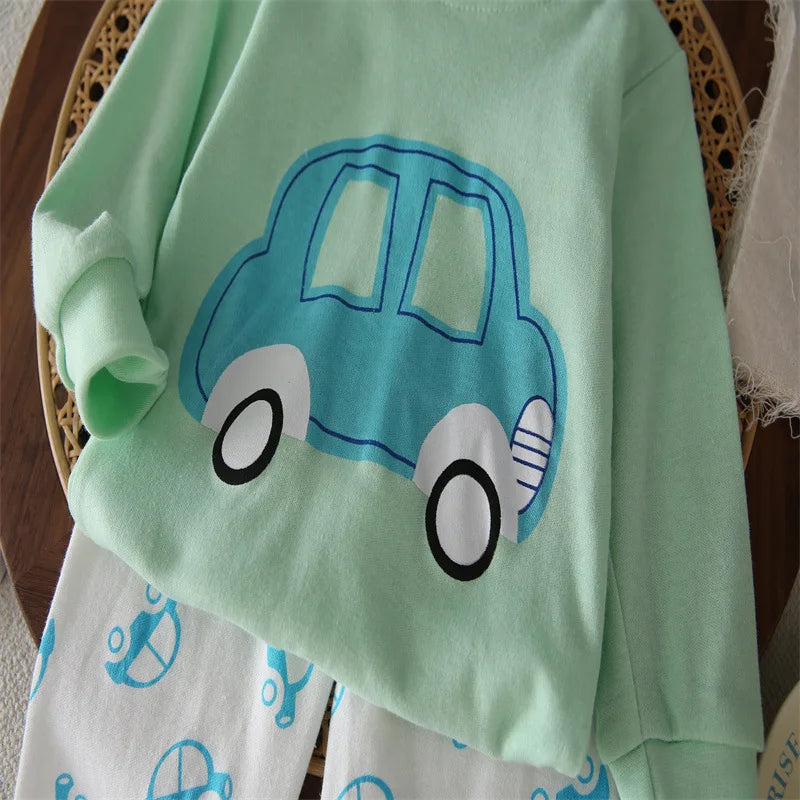 Kids 100% Cotton Pajamas Set – Boys & Girls Cotton Cartoon Outfit (9M-8Years)