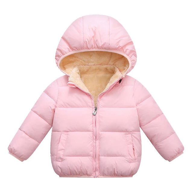 Winter Thick Jackets for Kids: Warm Plush Coats with Fur Hood for Boys and Girls (1-6 Years).