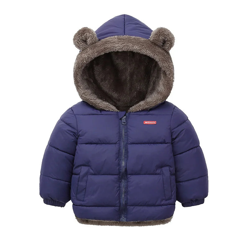 Baby Boys' and Girls' Hooded Cotton Jackets: Thick Fleece and Cashmere-Padded Winter Coats(2-5 Years).