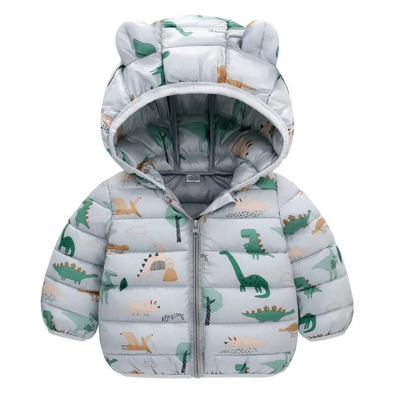Lightweight Hooded Down Jacket for Boys and Girls – Warm Zippered Outerwear for Autumn and Winter (Ages 1-5)
