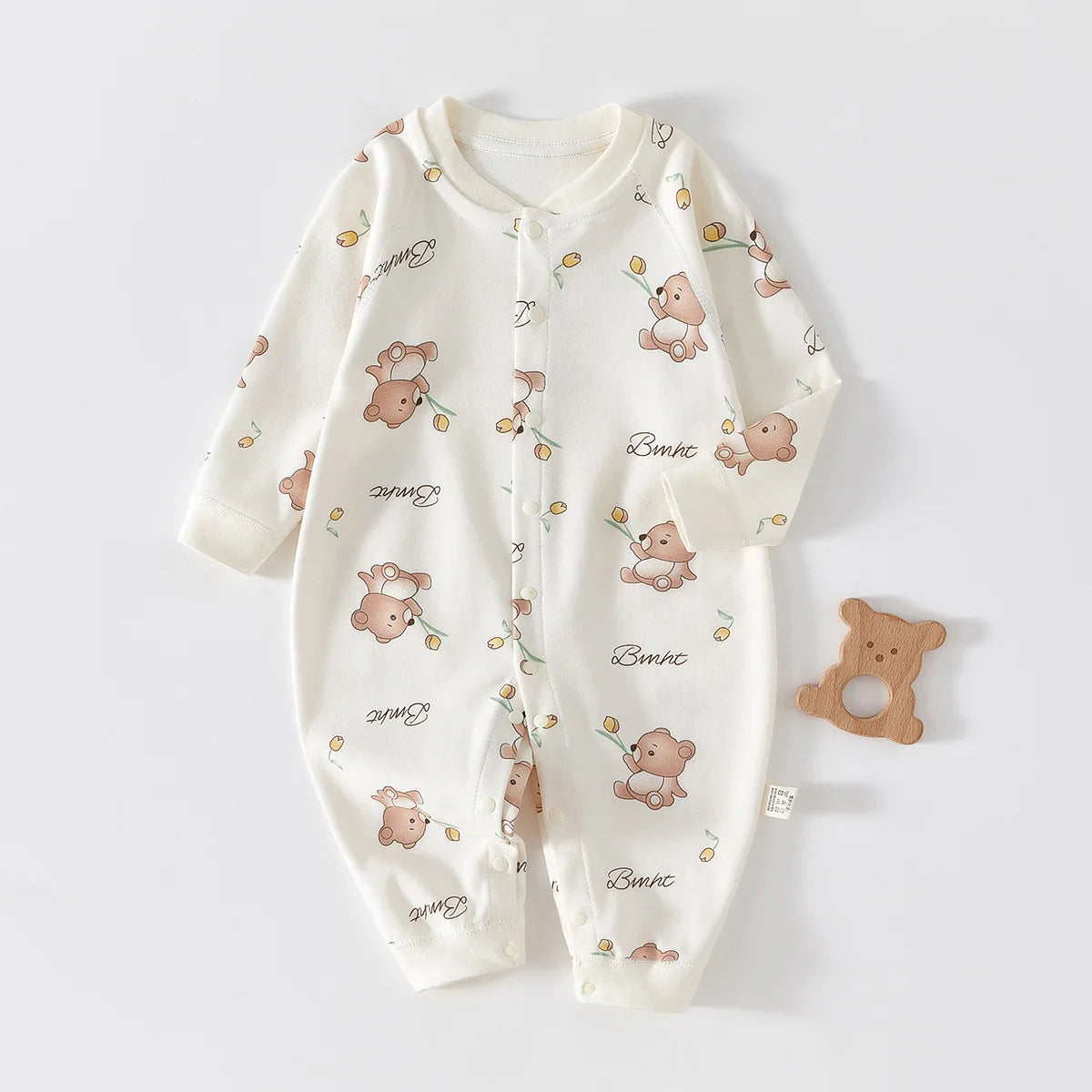 Newborn Baby Onesie 100% Cotton Boys Girls Long Sleeve Printed Jumpsuit