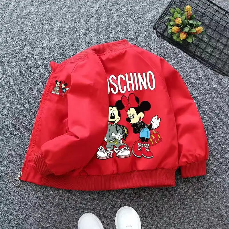New Spring Kids' Windbreaker: Adorable Mickey, Minnie Mouse & Donald Duck Print Jacket for Boys and Girls (Ages 1-6).