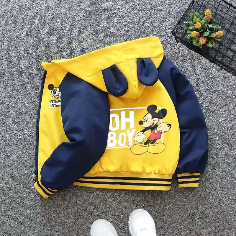 New Spring Kids' Windbreaker: Adorable Mickey, Minnie Mouse & Donald Duck Print Jacket for Boys and Girls (Ages 1-6).