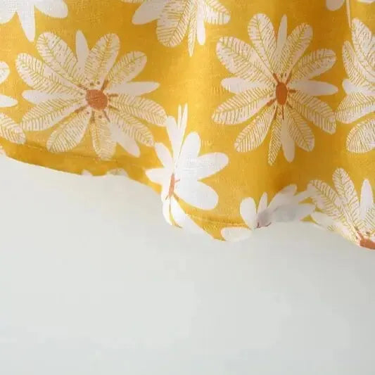 Summer Girls- Fashion Chrysanthemum Print Dress with Straps and Large Bow - Princess Party Outfit for (0-3 Years).