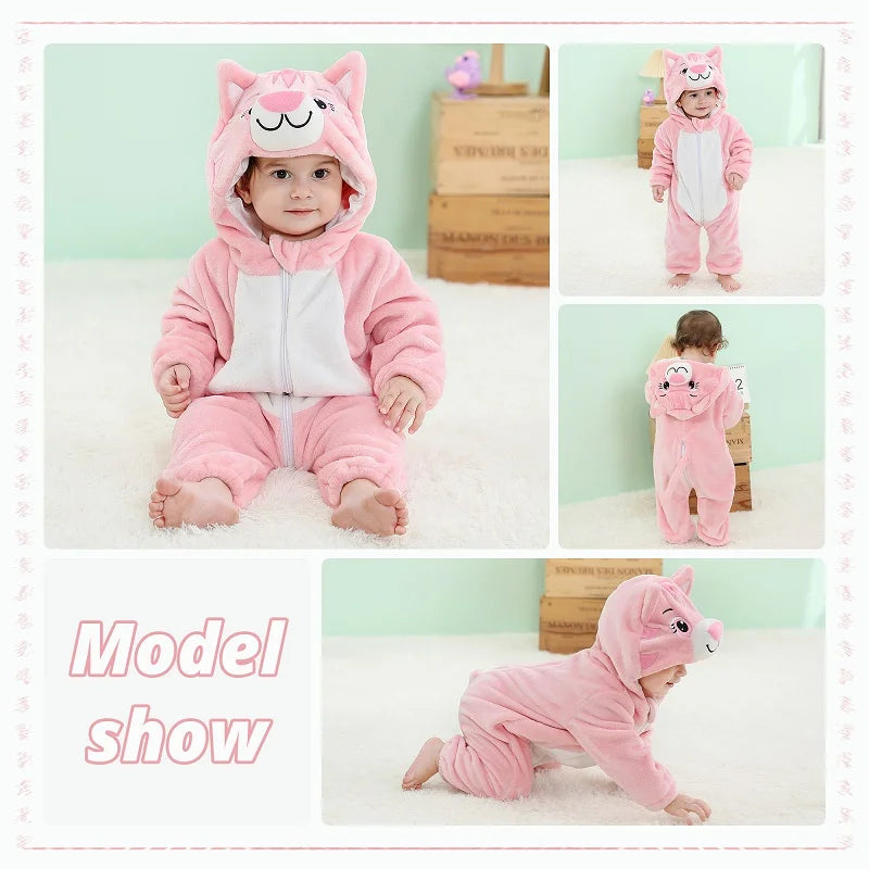 Winter Baby Rompers for Girls and Boys – Hooded Flannel Toddler Infant Overall Jumpsuit Costume (0M-1Years)